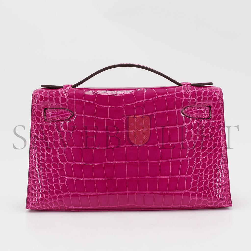 HERMÈS MASTER KELLY MINI SHINY CROCODILE LEATHER GOLD BUCKLE (22*14*7cm)